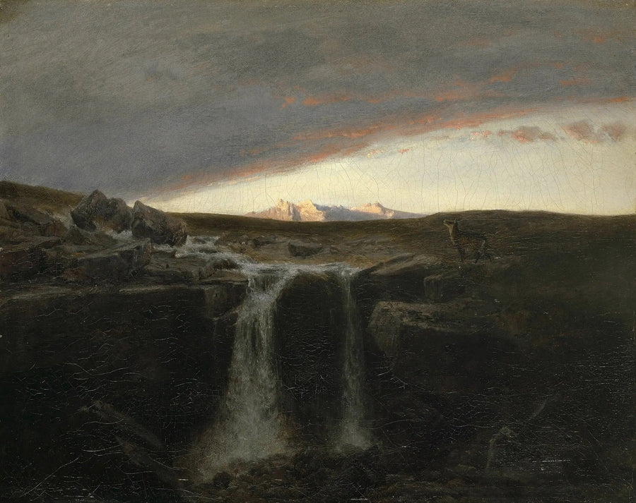 Berglandschaft mit einem Wasserfall - Arnold Böcklin