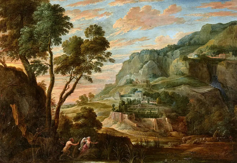Panoramisches Berglandschaft mit Pan und Syrinx - David Teniers der Jüngere