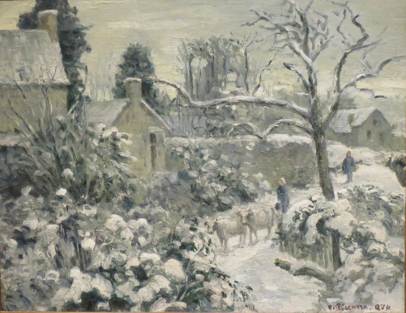 Schneelandschaft mit Kühen in Montfoucault - Camille Pissarro