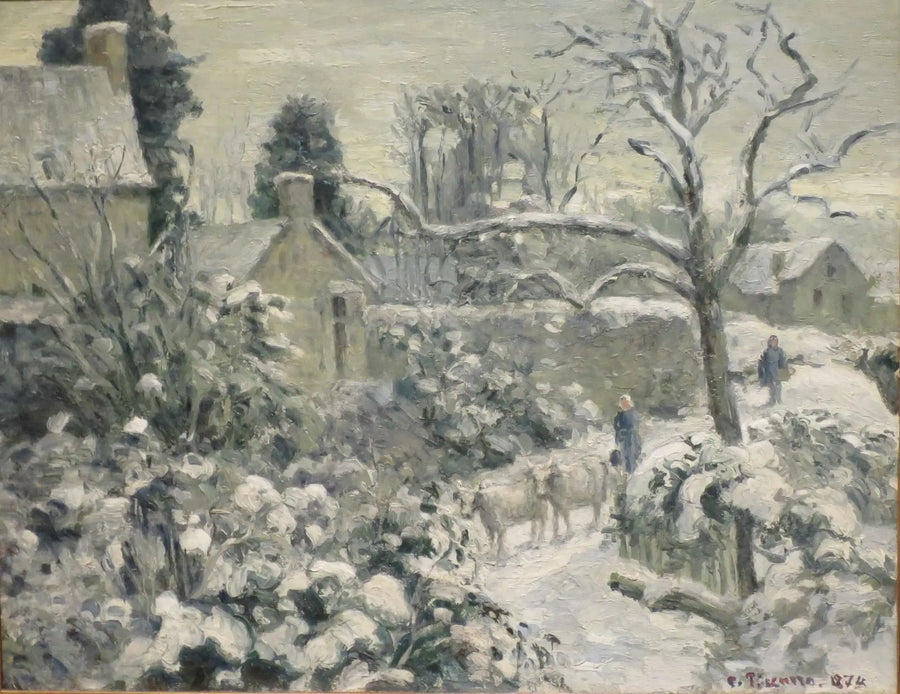 Schneelandschaft mit Kühen in Montfoucault - Camille Pissarro