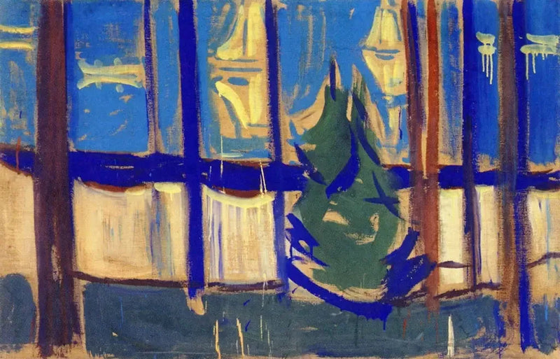 Strandlandschaft mit Bäumen und Booten - Edvard Munch