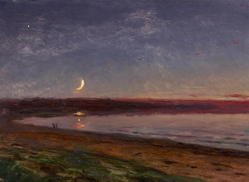 Abendlandschaft am Strand mit zwei Figuren. - Peder Severin Krøyer