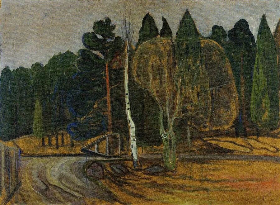 Frühlingslandschaft mit Schneepflug - Edvard Munch