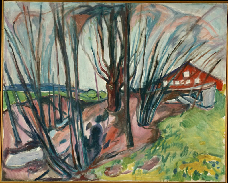 Frühlingslandschaft mit rotem Haus - Edvard Munch
