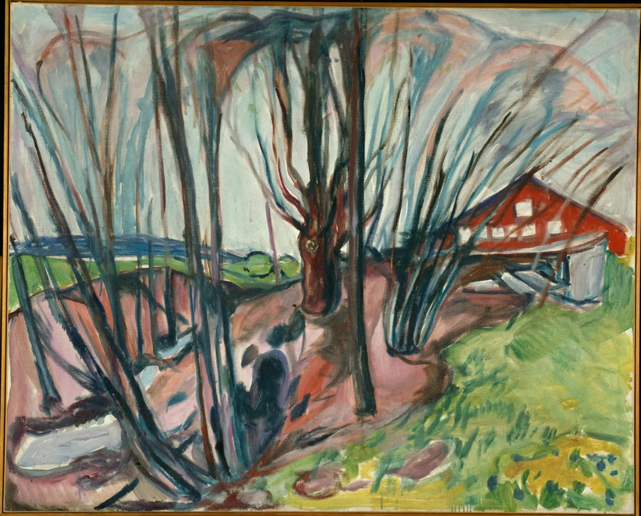 Frühlingslandschaft mit rotem Haus - Edvard Munch