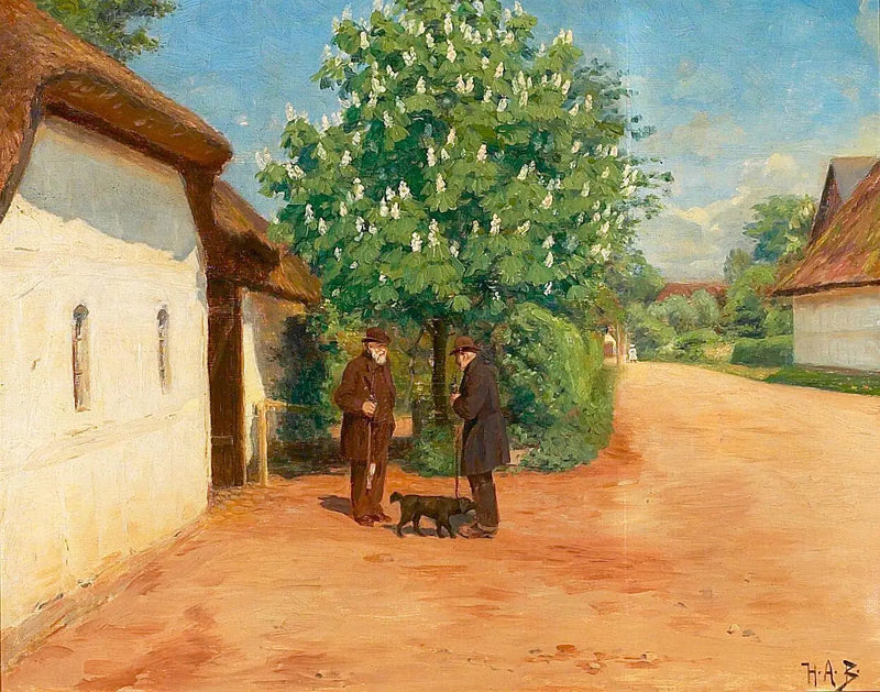 Frühlingslandschaft mit zwei Herren. - H. A. Brendekilde