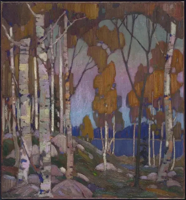 Dekorative Landschaft: Birken - Tom Thomson