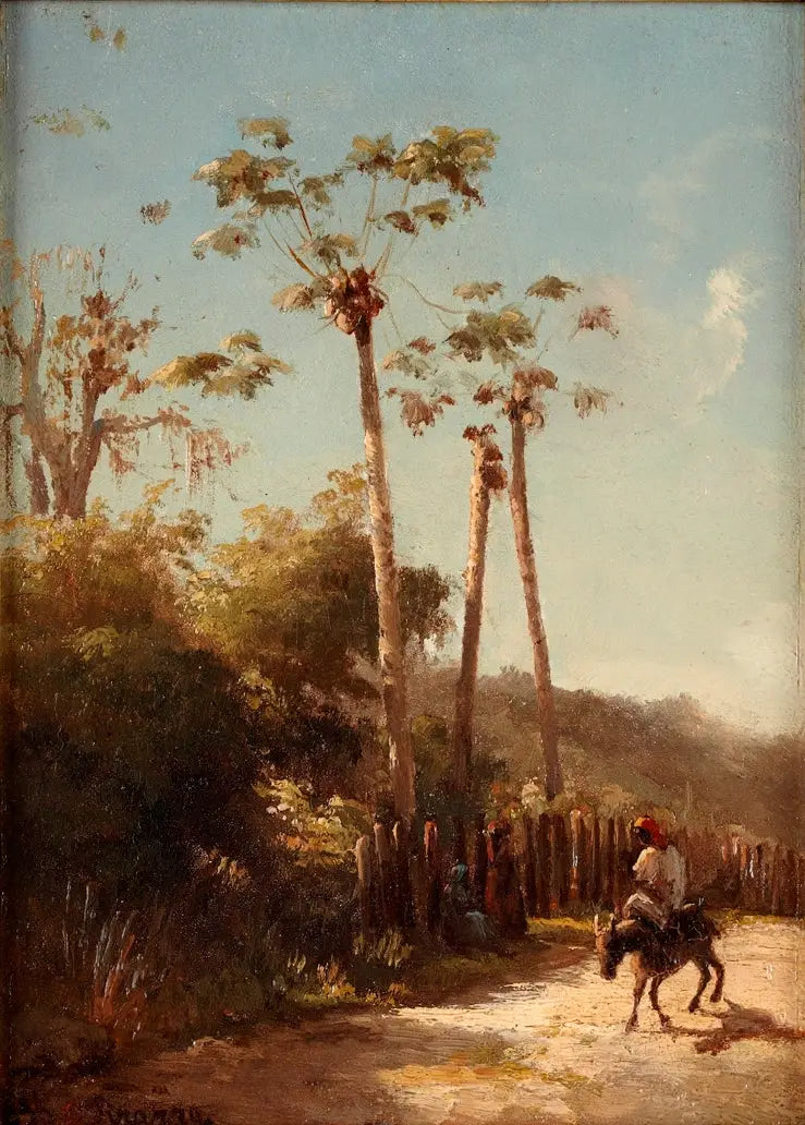 Landschaft der Antillen, Reiter und Esel auf einem Weg - Camille Pissarro
