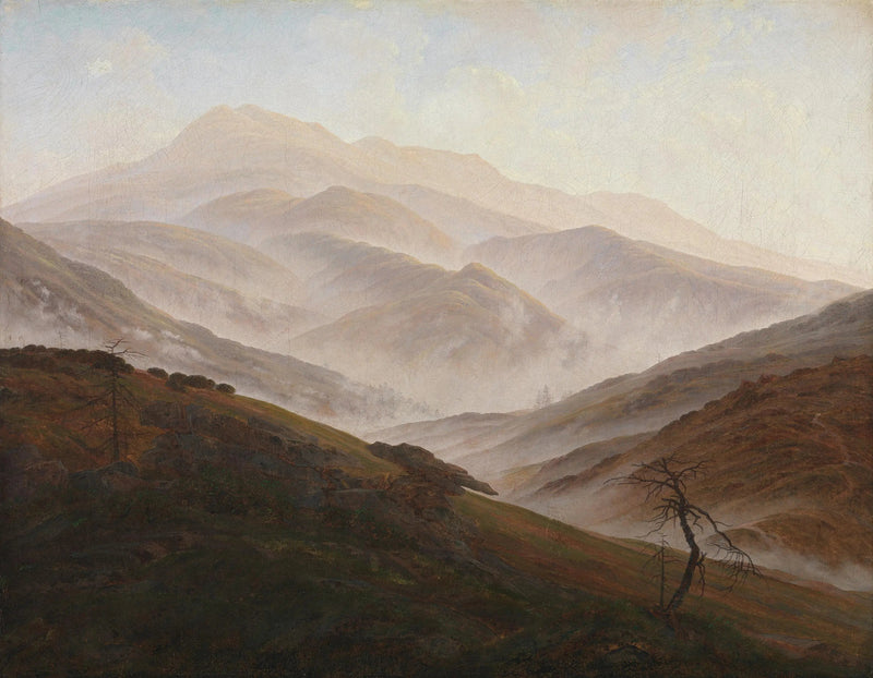 Landschaft der Riesenberge mit aufsteigendem Nebel - Caspar David Friedrich