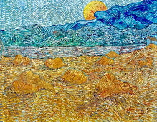 Paysage du soir au lever de la lune - Van Gogh - Reproductions de tableaux et peintures haut de gamme