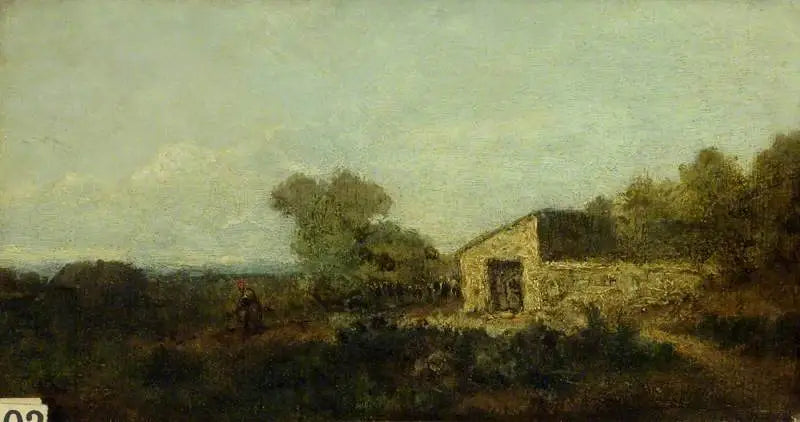 Landschaft und landwirtschaftliche Gebäude - Jean-Baptiste Camille Corot