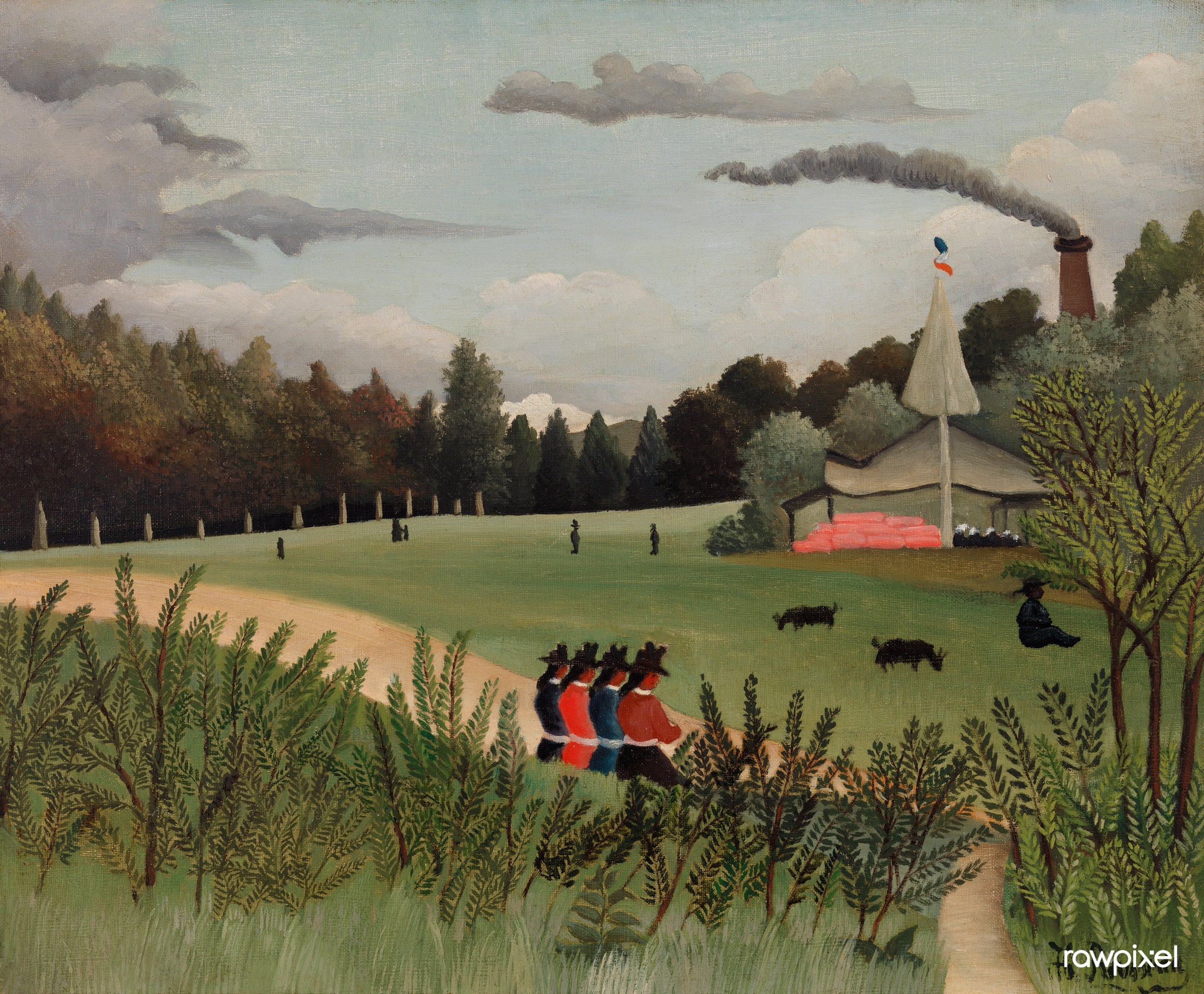 Paysage et quatre jeunes filles - Henri Rousseau - Alpha Reproduction