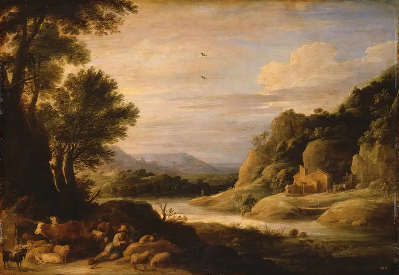 Flusslandschaft mit Hirten und ruhenden Herden - David Teniers der Jüngere