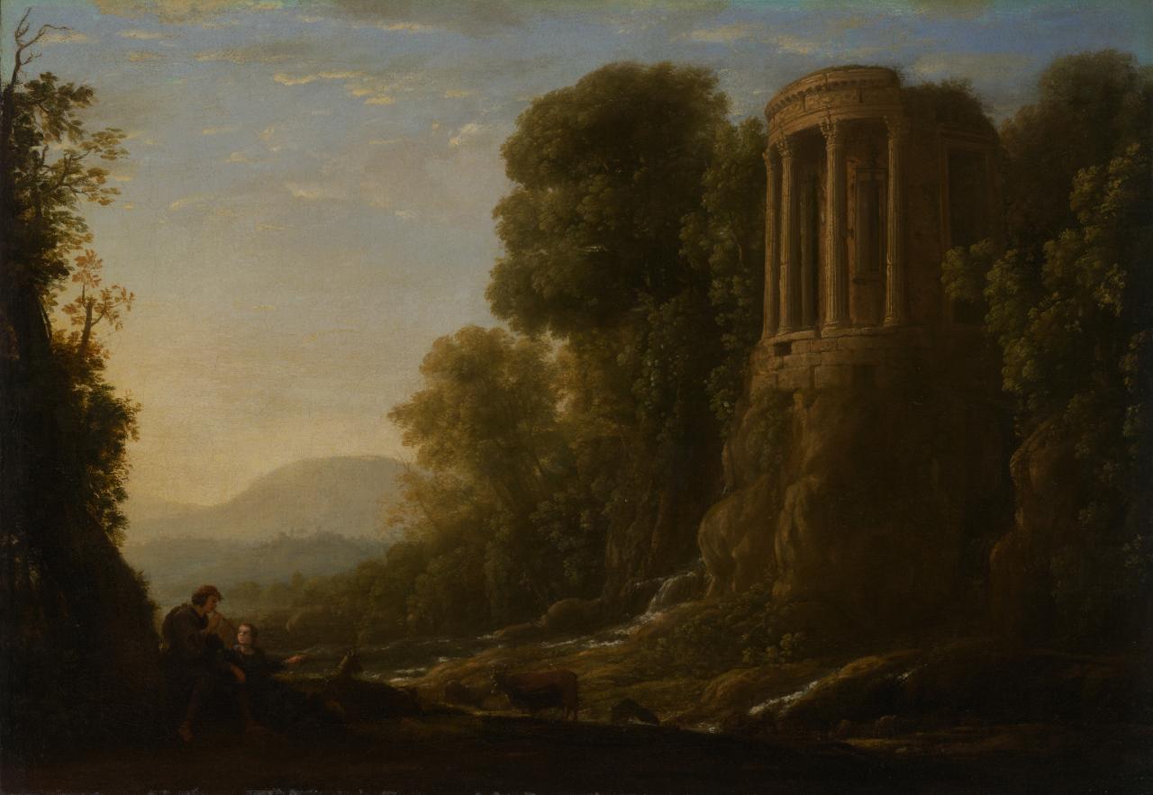 Flusslandschaft mit dem Tiburtinischen Tempel in Tivoli - Claude Lorrain