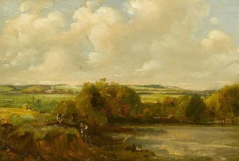 Flusslandschaft mit Arbeitern beim Graben - John Constable