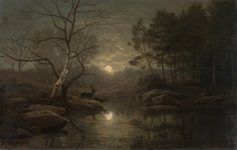 Paysage forestier au clair de lune. - Georg Eduard Otto Saal