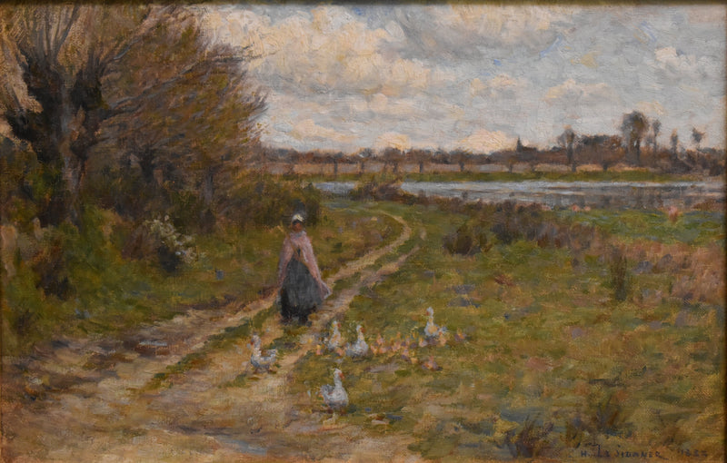 Landschaft, Gänsewärterin - Henri Le Sidaner