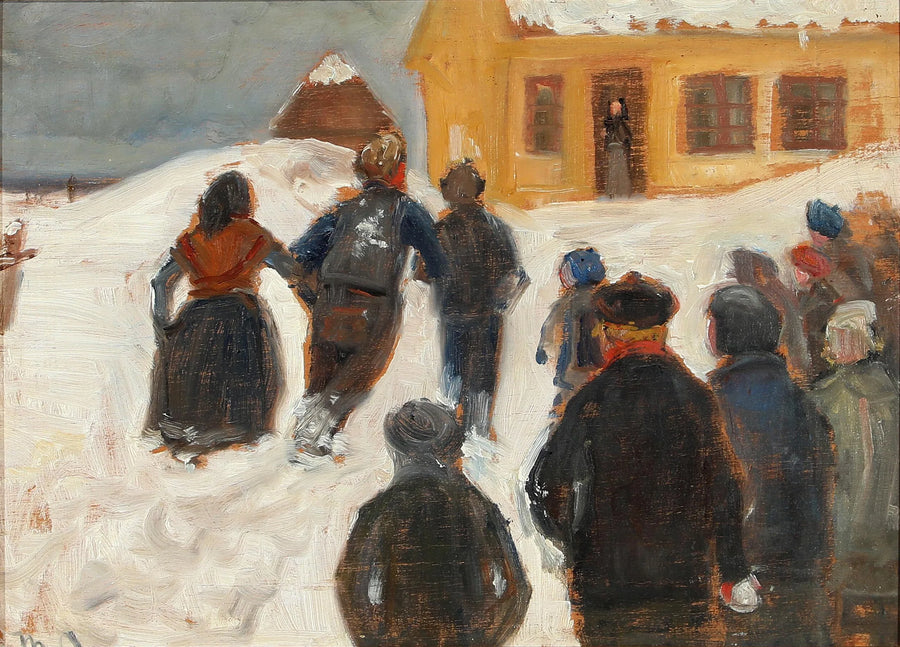 Winterlandschaft mit Menschen auf den Straßen. – Michael Peter Ancher