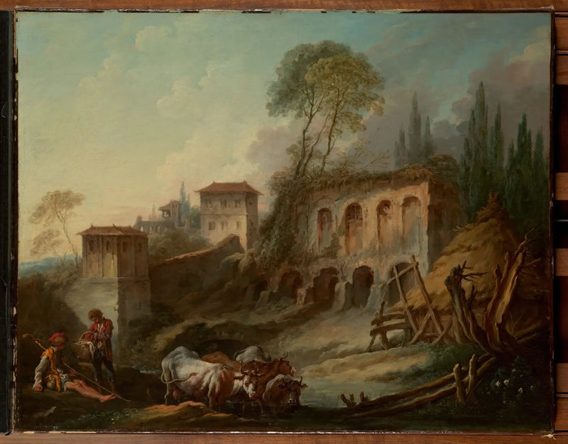 Fantasie Landschaft mit dem Mont Palatin vom Campo Vaccino - François Boucher