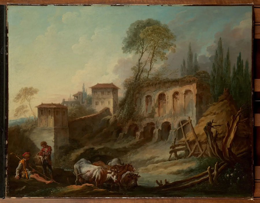 Fantasie Landschaft mit dem Mont Palatin vom Campo Vaccino - François Boucher