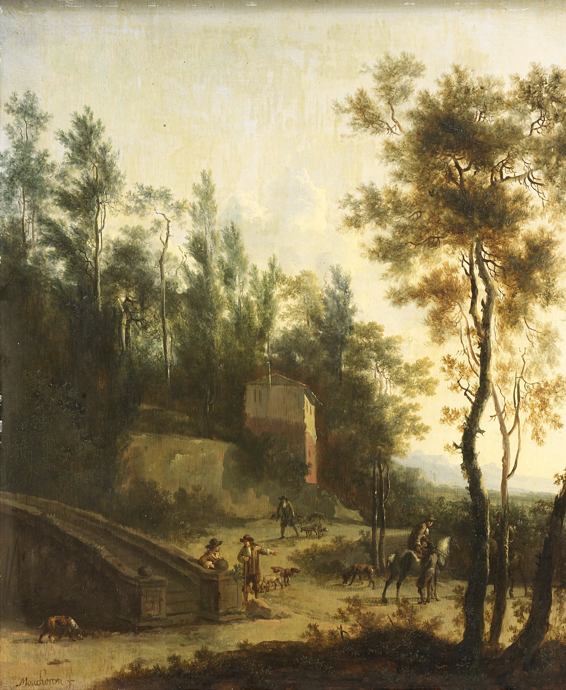 Paysage italien avec des chasseurs - Frederik de Moucheron