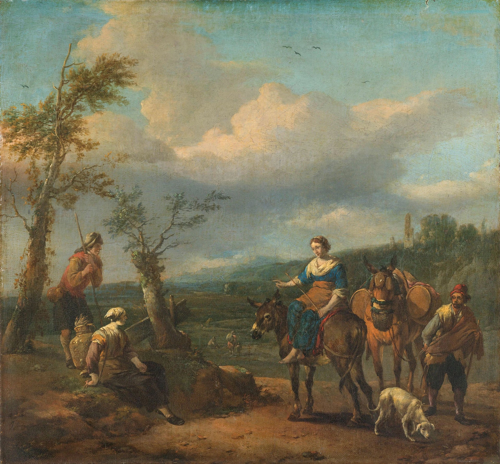Paysage italien avec personnages - Johannes Lingelbach