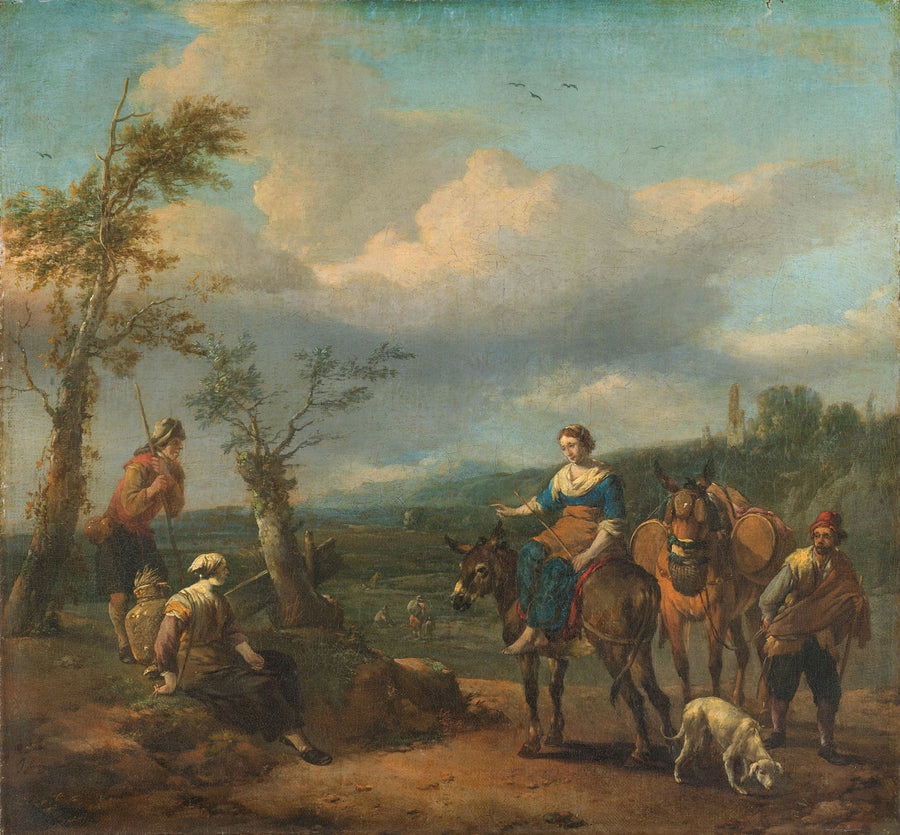 Paysage italien avec personnages - Johannes Lingelbach