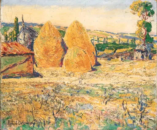 Landschaft, die Heuhaufen - Robert Delaunay