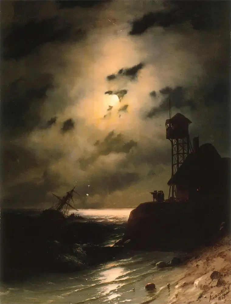 Meereslandschaft bei Mondschein mit Wrack - Ivan Aïvazovski