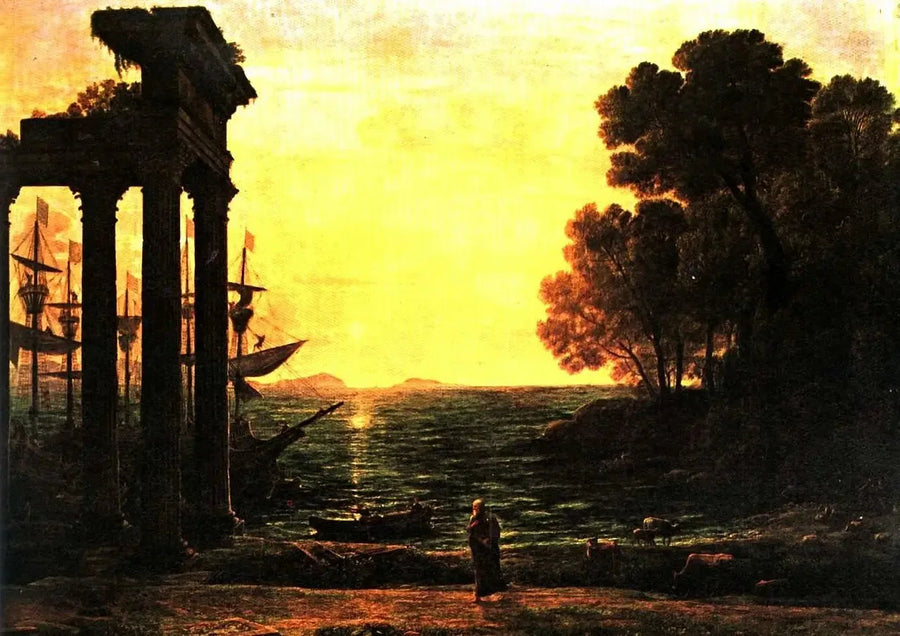 Meereslandschaft mit Ezechiel, der auf den Ruinen von Tyrus weint - Claude Lorrain