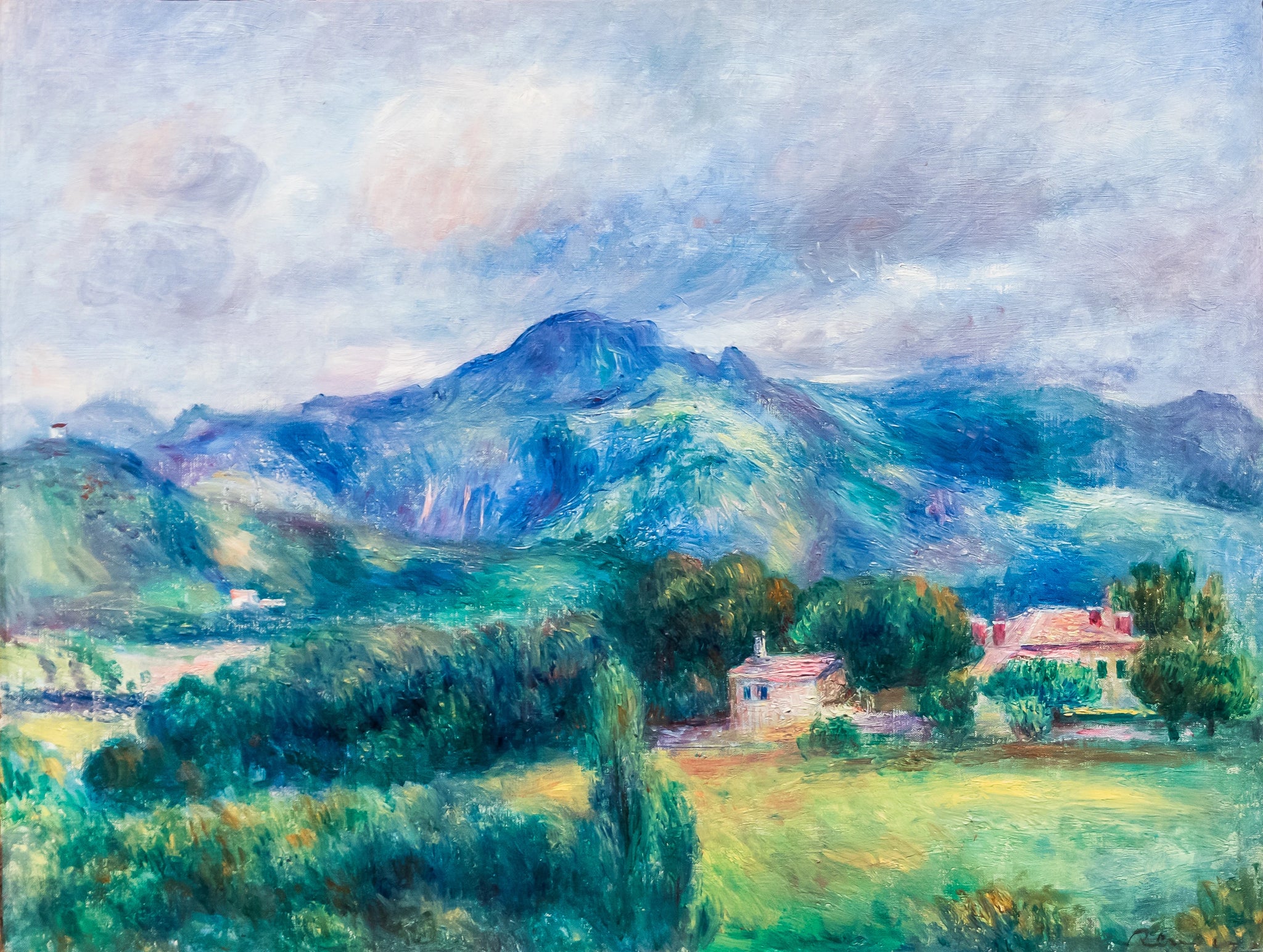 Paysage avec montagne, Renoir vers 1895 – reproduction peinture à l’huile sur toile