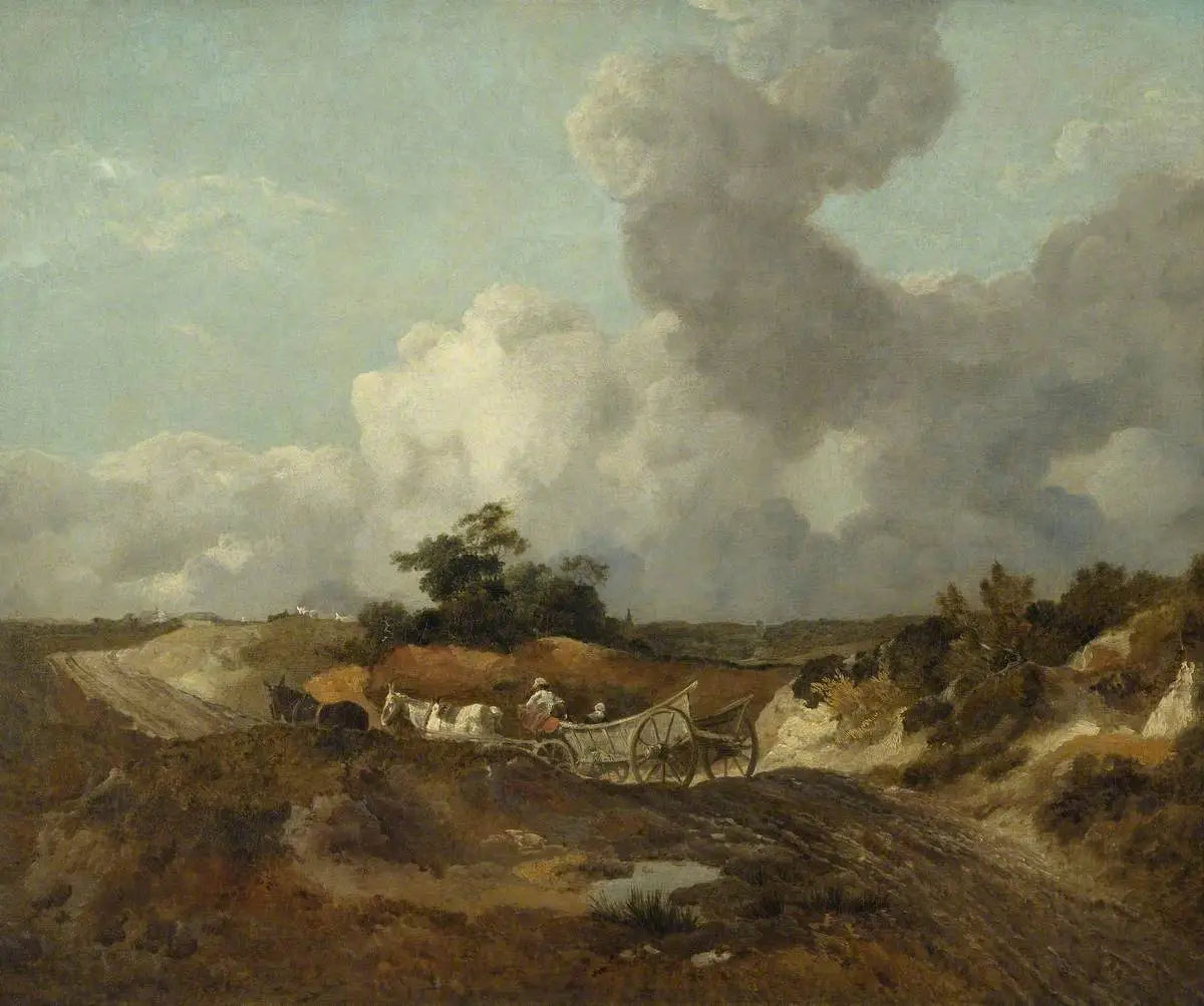 Paysage ouvert avec chariot de campagne sur une piste vallonnée - Thomas Gainsborough image 1 copie peinte à la main à l’huile