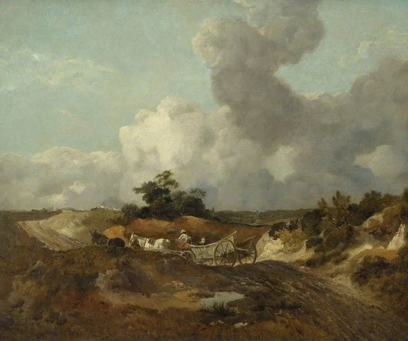 Offenes Landschaft mit Landwagen auf einer hügeligen Piste - Thomas Gainsborough