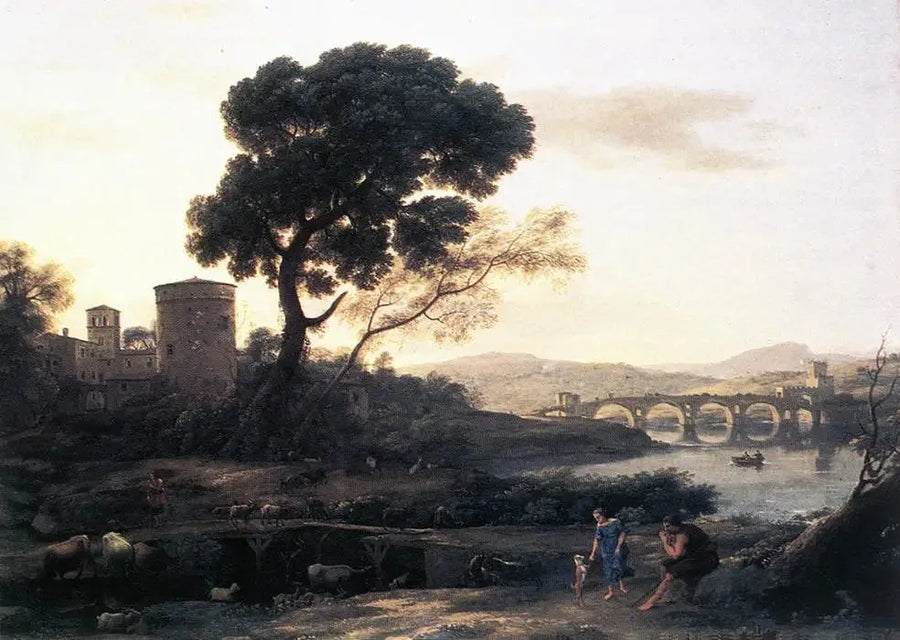 Ländliches Landschaft mit der Brücke Milvius - Claude Lorrain