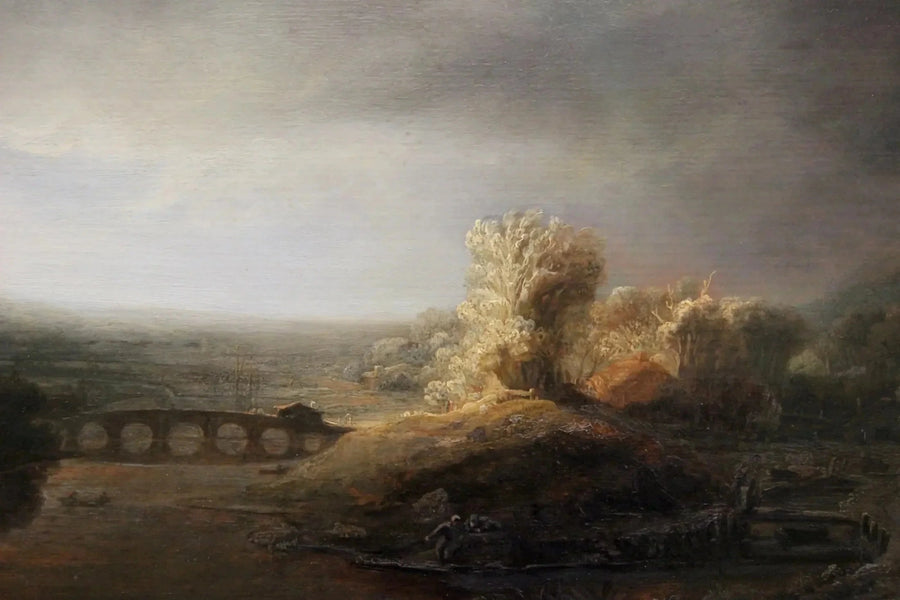 Landschaft mit einer Brücke mit sieben Bögen - Rembrandt