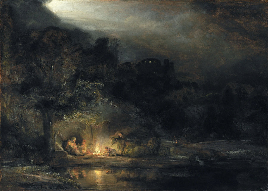 Reisende in Ruhe (Rast während der Flucht nach Ägypten) - Rembrandt