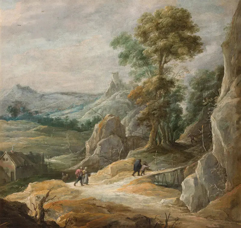 Felsenlandschaft mit Pilgern - David Teniers der Jüngere