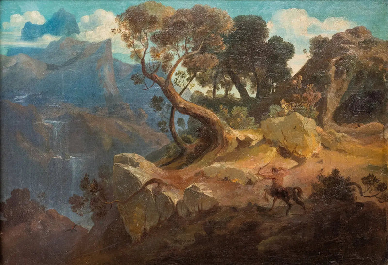 Felsenlandschaft mit einem Jäger-Kentauren - Arnold Böcklin