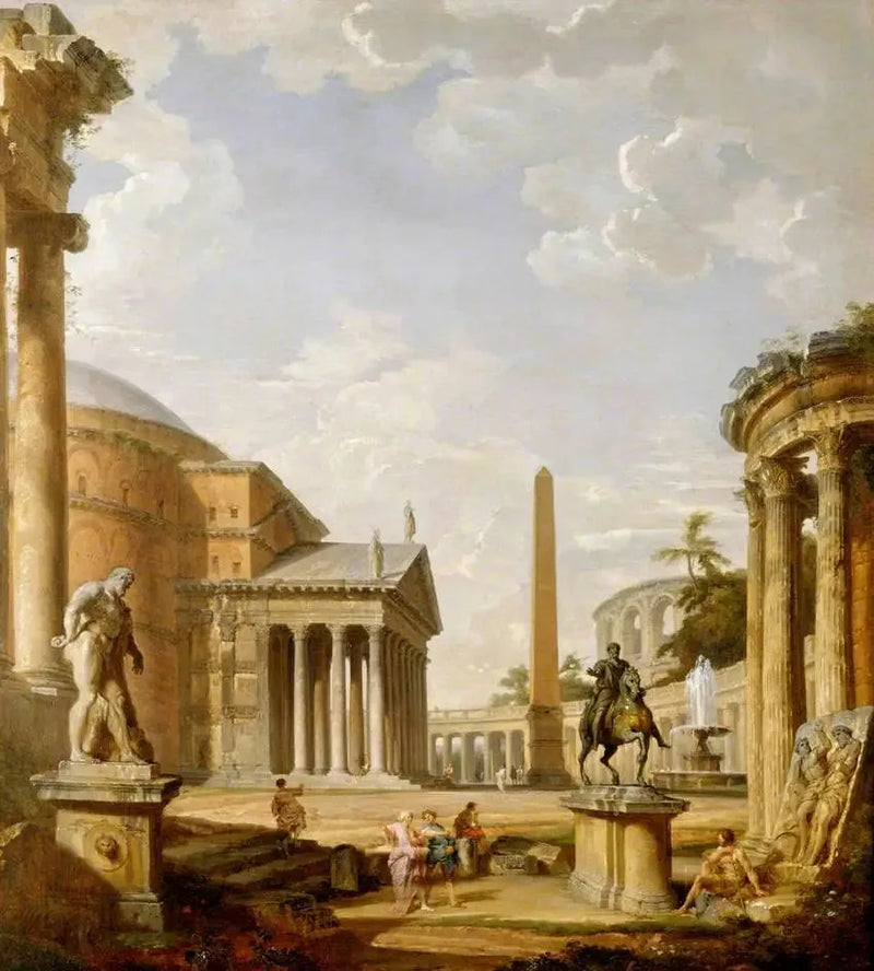 Römische Landschaft mit dem Pantheon - Giovanni Paolo Panini