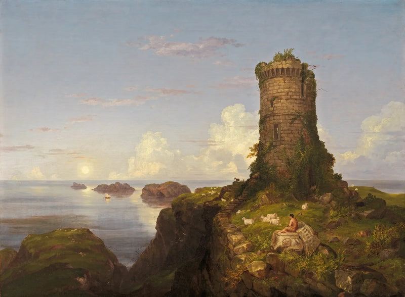Romantische Landschaft mit verfallenem Turm - Thomas Cole