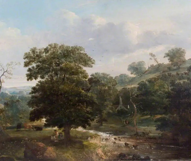 Paysage, ruisseau avec figures - Thomas Gainsborough image 1 copie de tableau peinte à la main