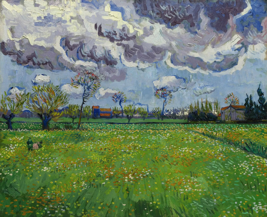 Landschaft unter einem bewegten Himmel - Vincent van Gogh
