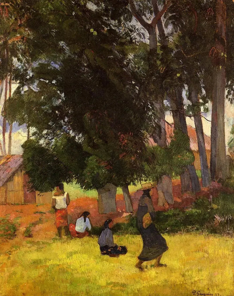 Tahitianische Landschaft mit Figuren - Paul Gauguin