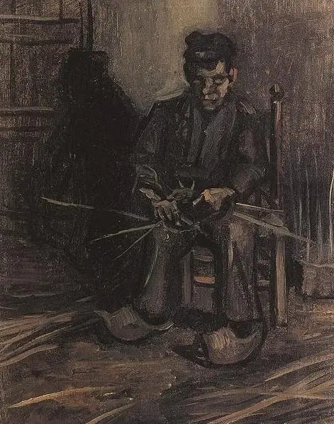 Bauer, der einen Korb herstellt - Vincent van Gogh