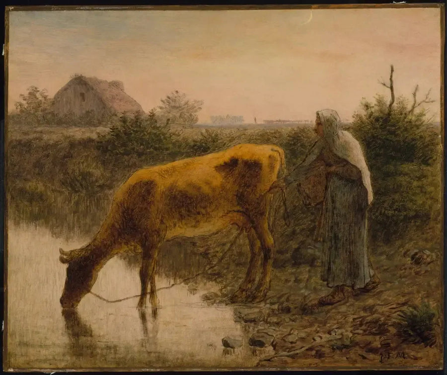 Paysanne tränkt ihr Rind - Jean-François Millet
