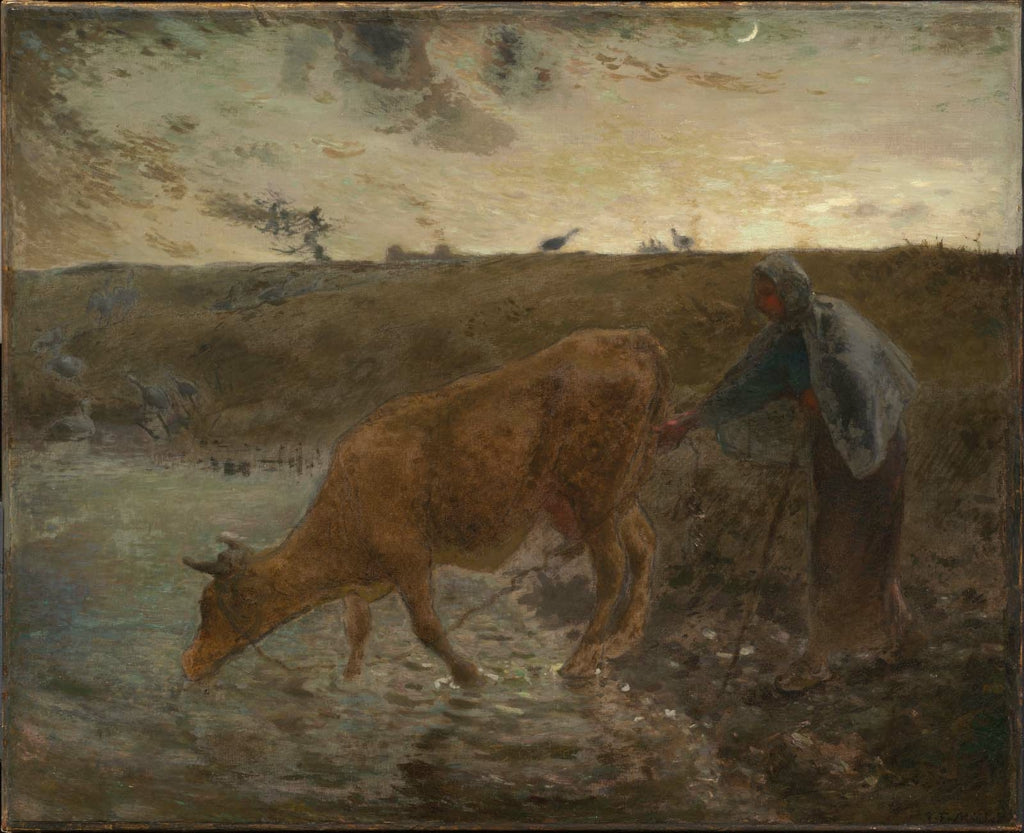 Ländliche Frau tränkt ihre Kuh, Abend - Jean-François Millet