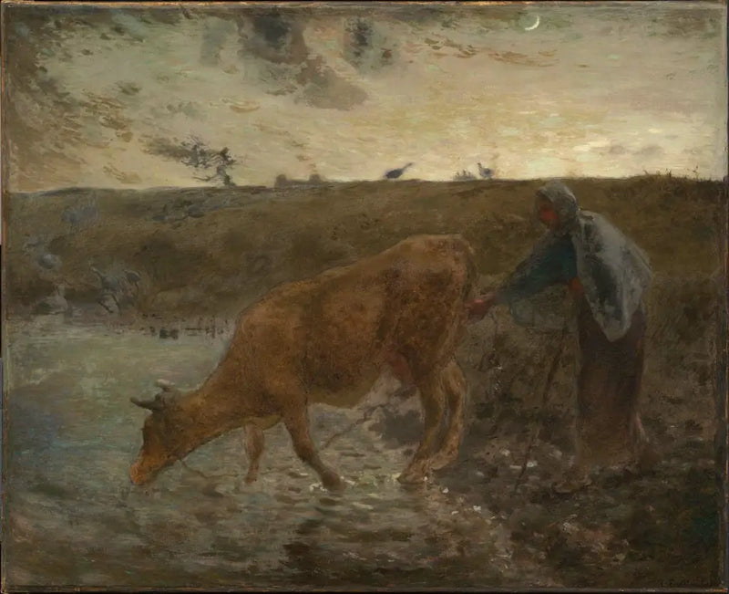 Ländliche Frau tränkt ihre Kuh, Abend - Jean-François Millet