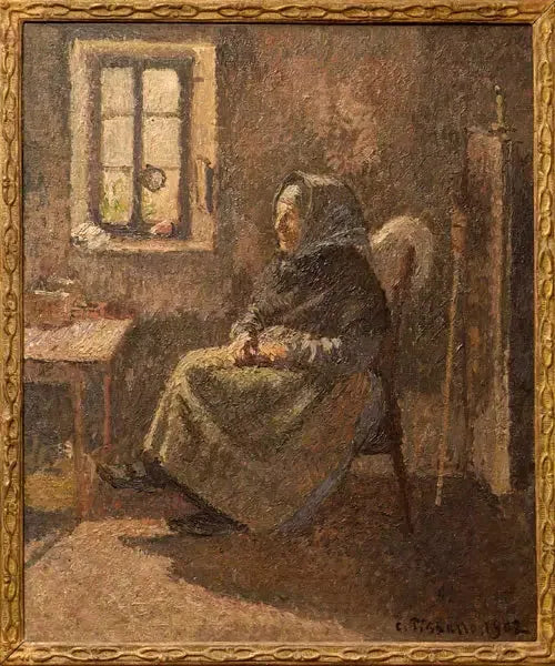 Sitzende Bäuerin. Innenansicht in Moret - Camille Pissarro