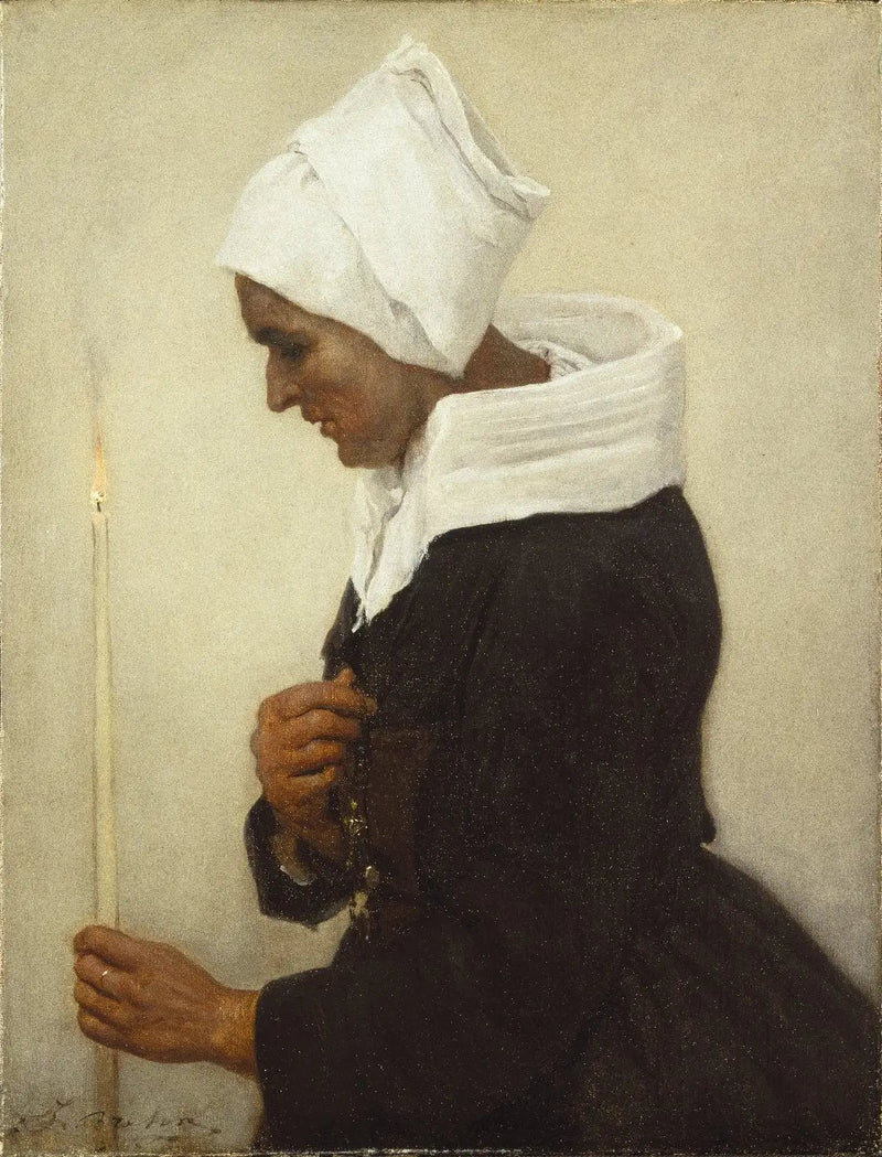 Bretonische Bäuerin mit einer Kerze - Jules Breton