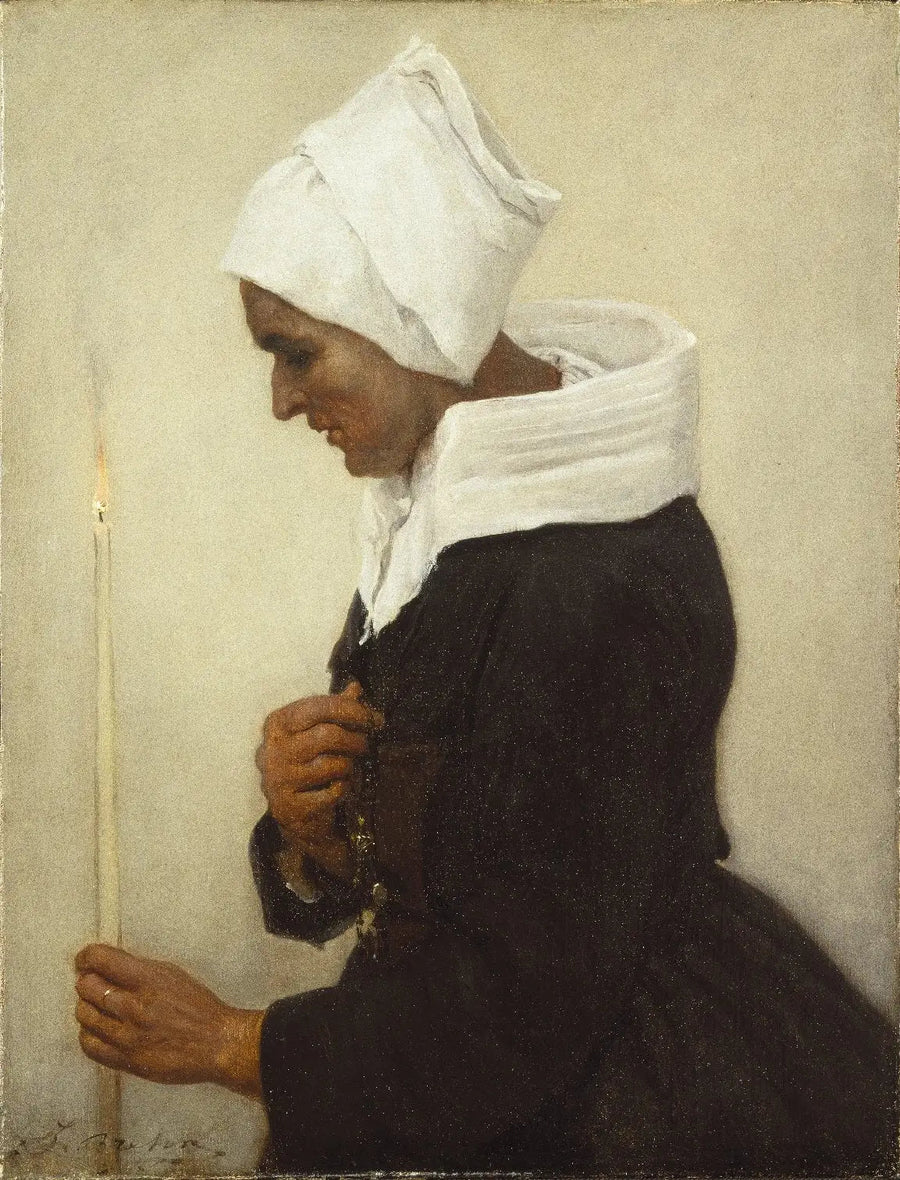 Bretonische Bäuerin mit einer Kerze - Jules Breton